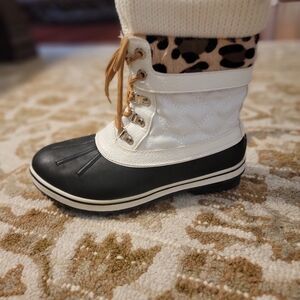 Stylish Black and White Quilted Boots